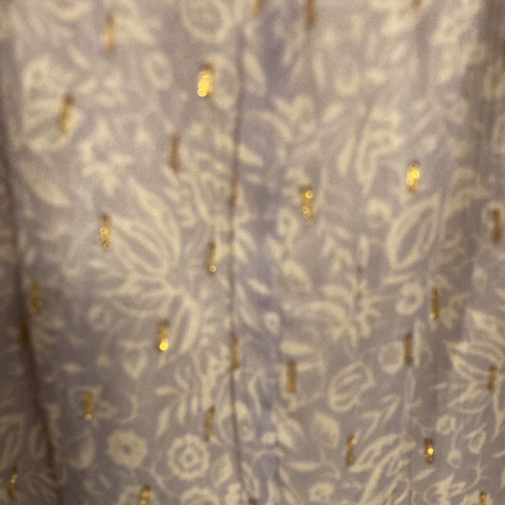 NWT Medium Express Lavender, White, and Gold Off-Shoulder Ruffle Romper (ABBA) - Picture 9 of 14